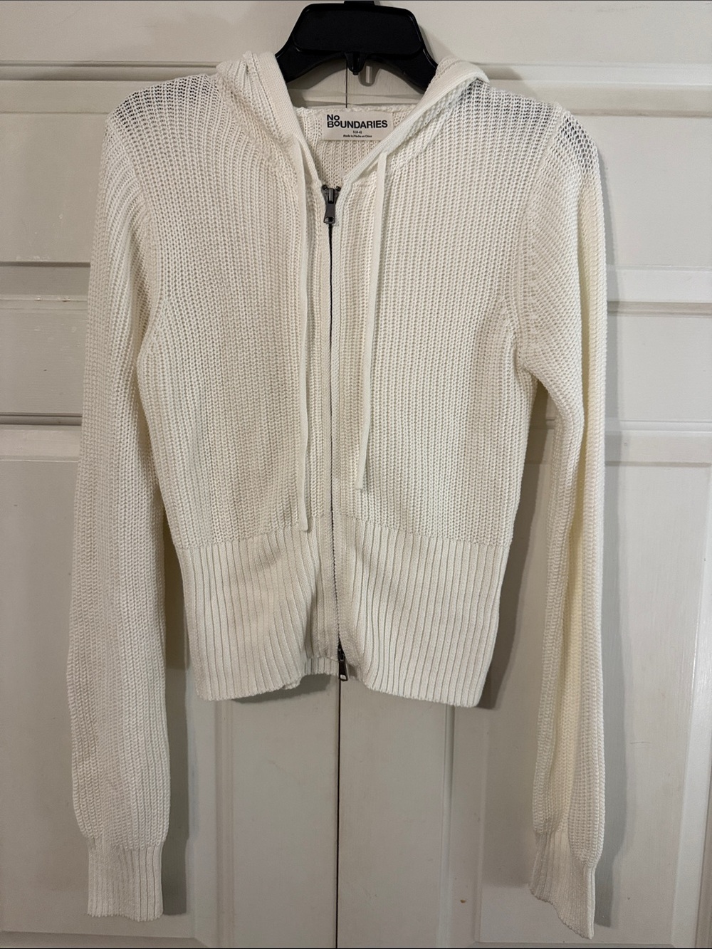 No Boundaries Cream Knit Zip Hoodie